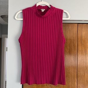 Pleated High Neck Shirt | Magenta New Day Office Fashion